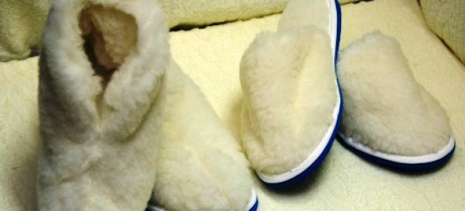 Тапки из овечьей шерсти